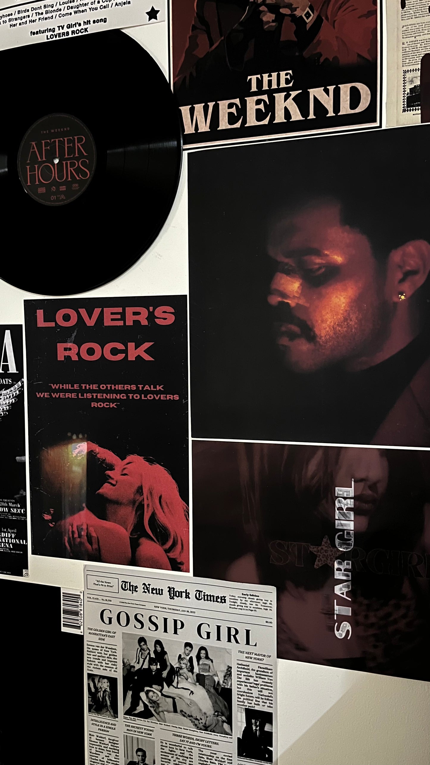 CUSTOM WALL DECOR SET - ALBUM COVER POSTERS AND VINYL RECORDS